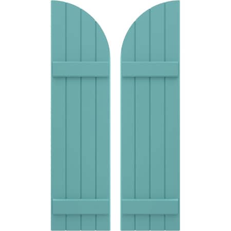 Ekena Millwork Americraft 4-Board (2 Batten) Wood Joined Board-n-Batten Shutters w/ Arch Top, ARW101BQ414X39PTH, PR ARW101BQ414X39PTH